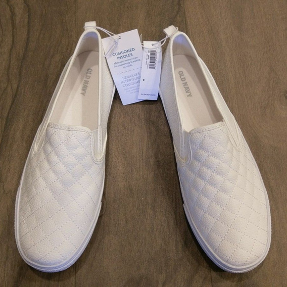 white quilted slip on sneakers